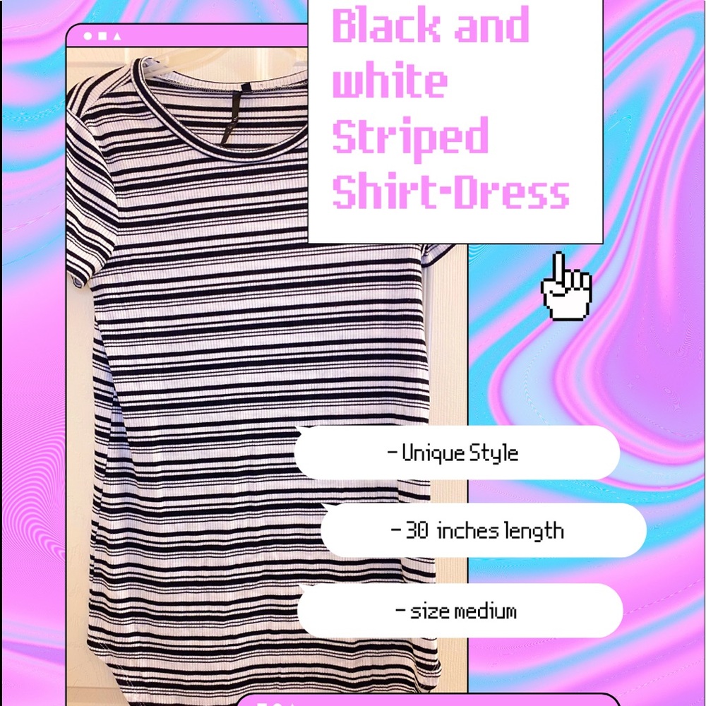 Black and white striped long shirt dress for women/girls/juniors